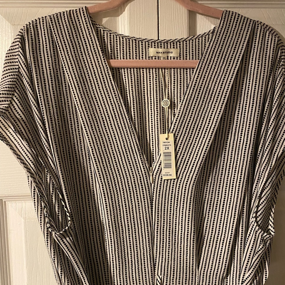 Max Studio Black and White Striped Jumpsuit - Picture 6 of 10